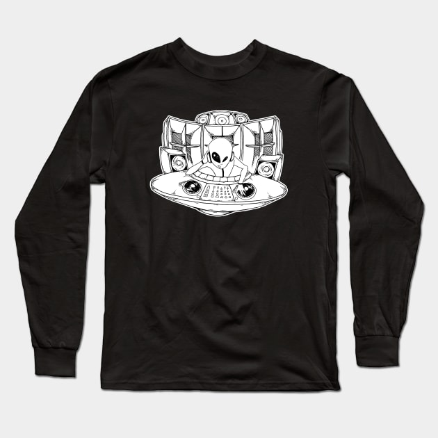 Alien Vinyl DJ Raver Ufo Long Sleeve T-Shirt by T-Shirt Dealer